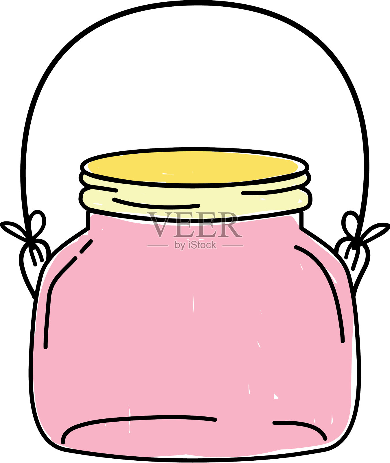 小而宽的泥瓦匠玻璃，带金属丝手柄设计元素图片