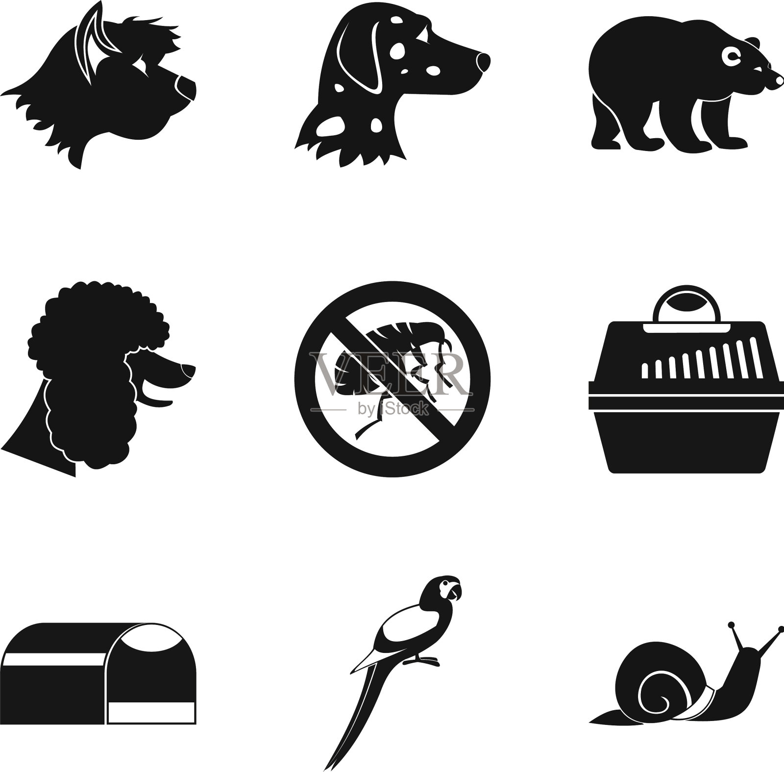 犬属的图标设置简单的风格图标素材