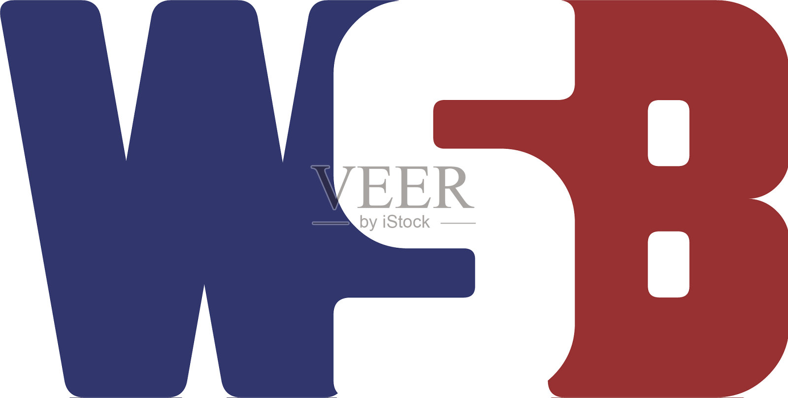 字母艺术标志标识型红蓝主题插画图片素材