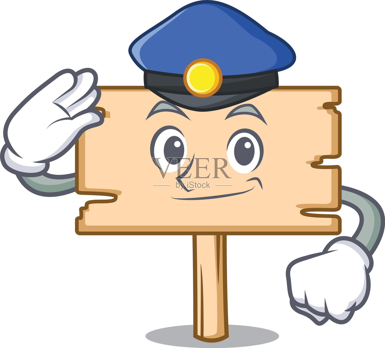 警察木板人物卡通设计元素图片