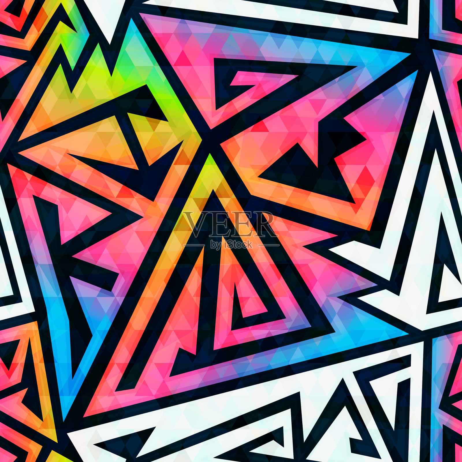 彩虹几何无缝图案插画图片素材