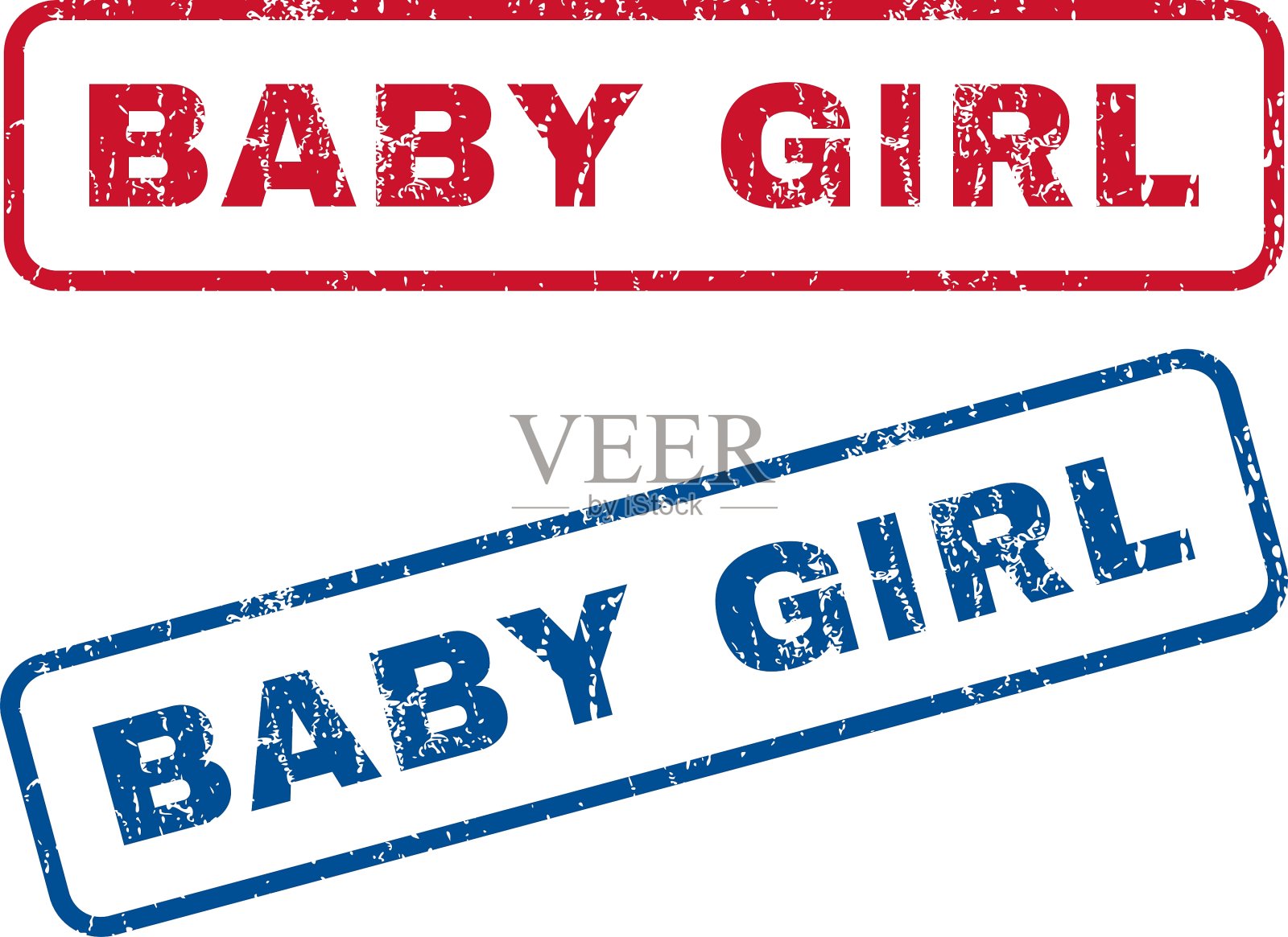 女婴橡皮邮票插画图片素材