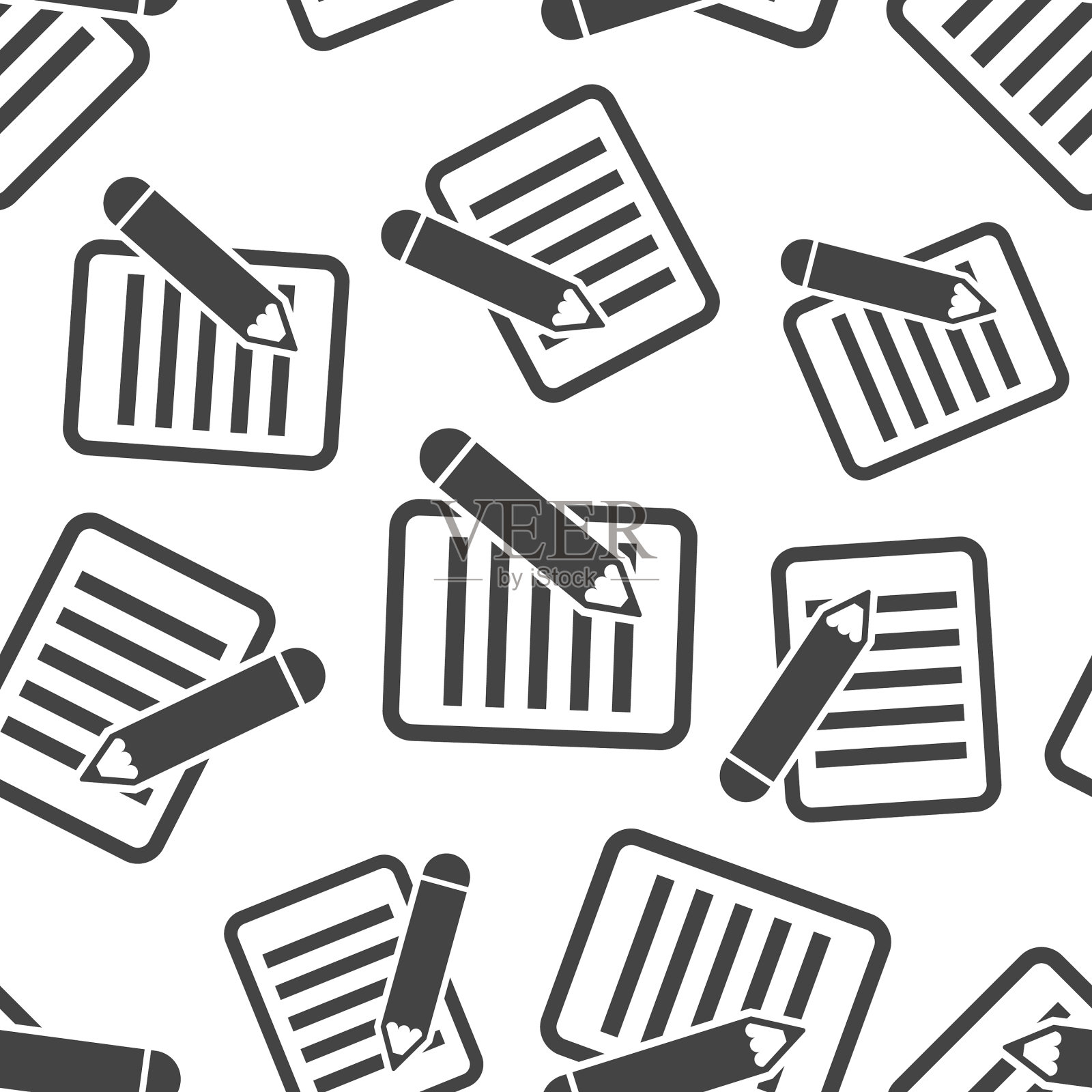 文档与铅笔无缝模式背景插画图片素材