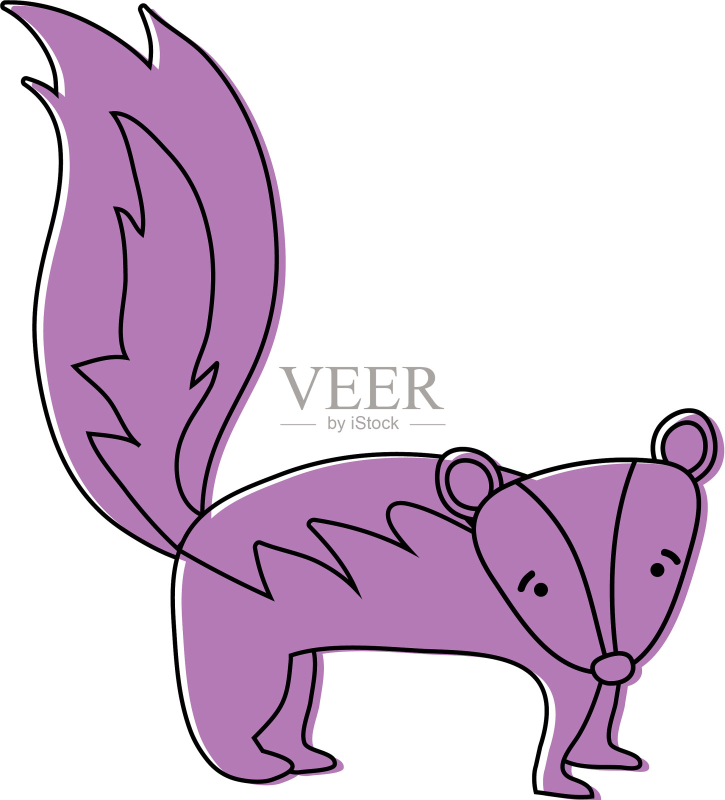 颜色可爱而悲伤的臭鼬野生动物设计元素图片