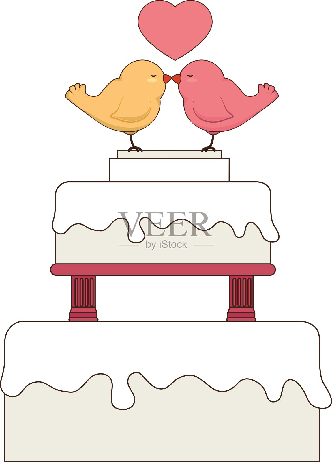 鸟儿结婚贺卡庆祝插画图片素材