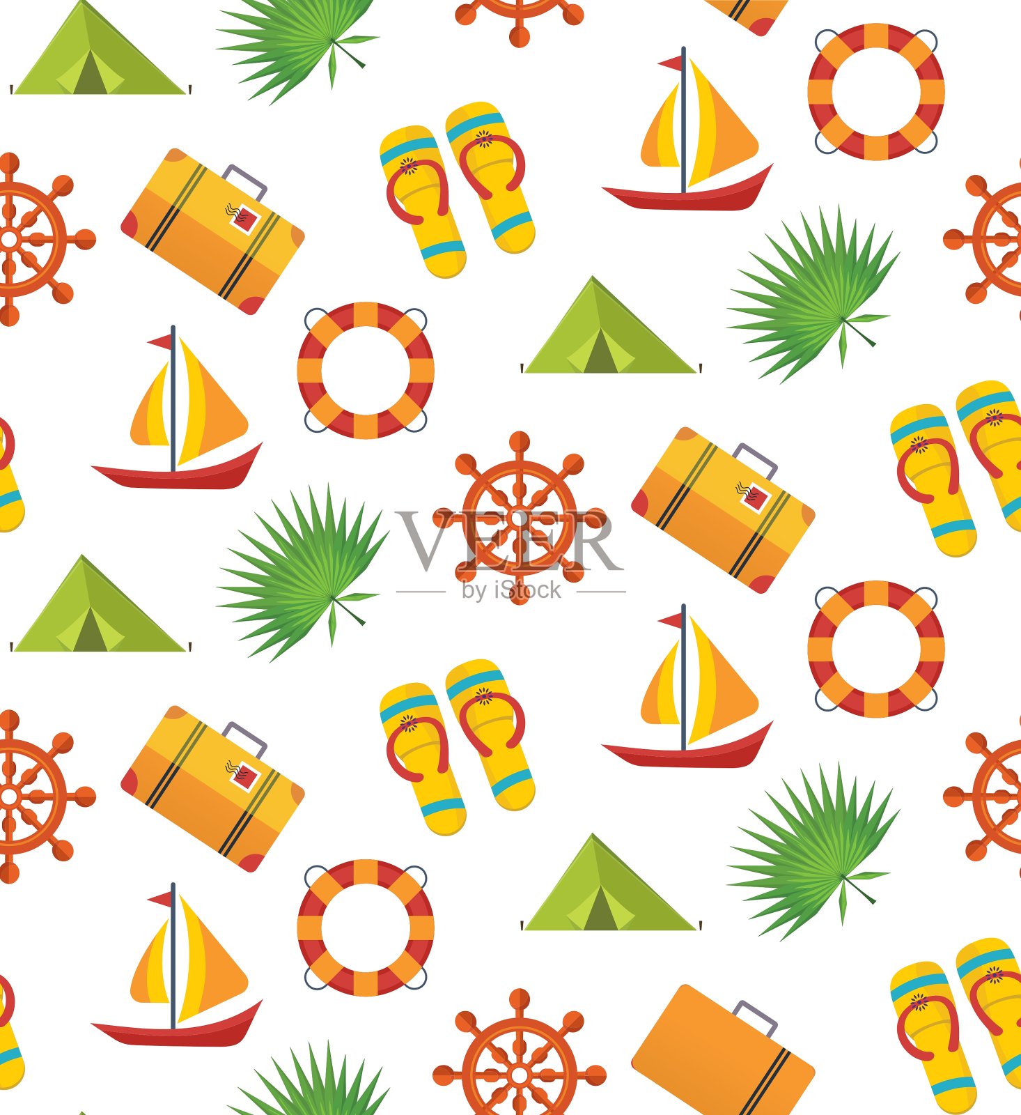暑假无缝模式插画图片素材