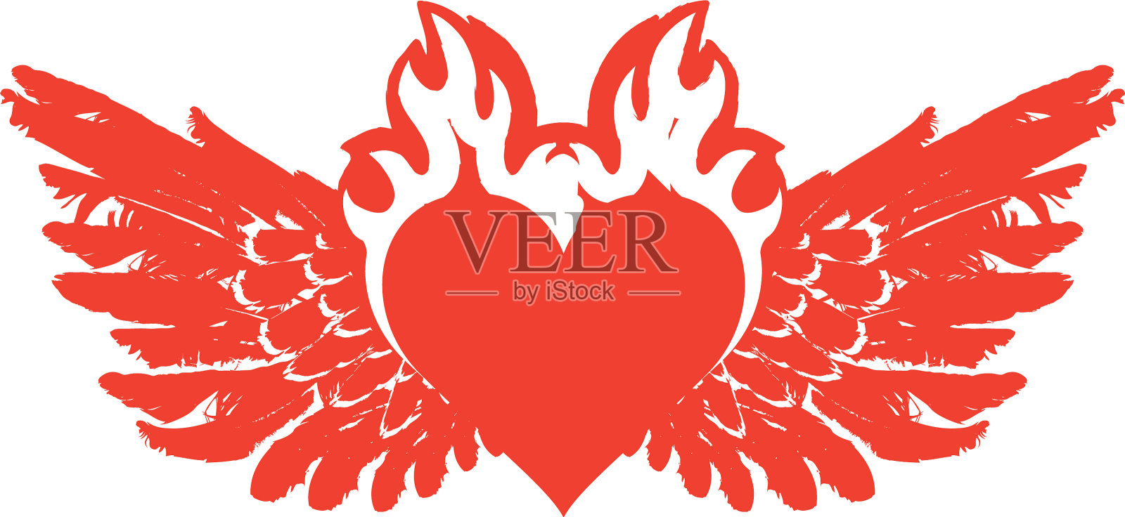 旗帜用红色飞翔，心用翅膀燃烧设计元素图片