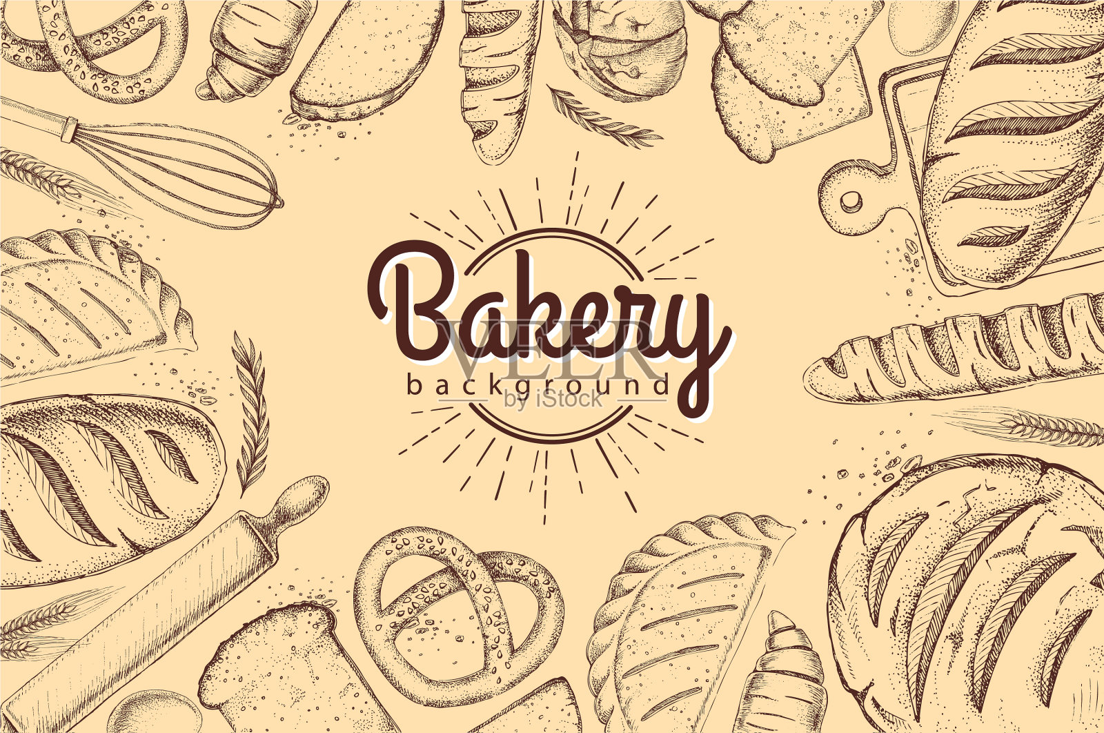 面包房背景俯视图面包房产品插画图片素材