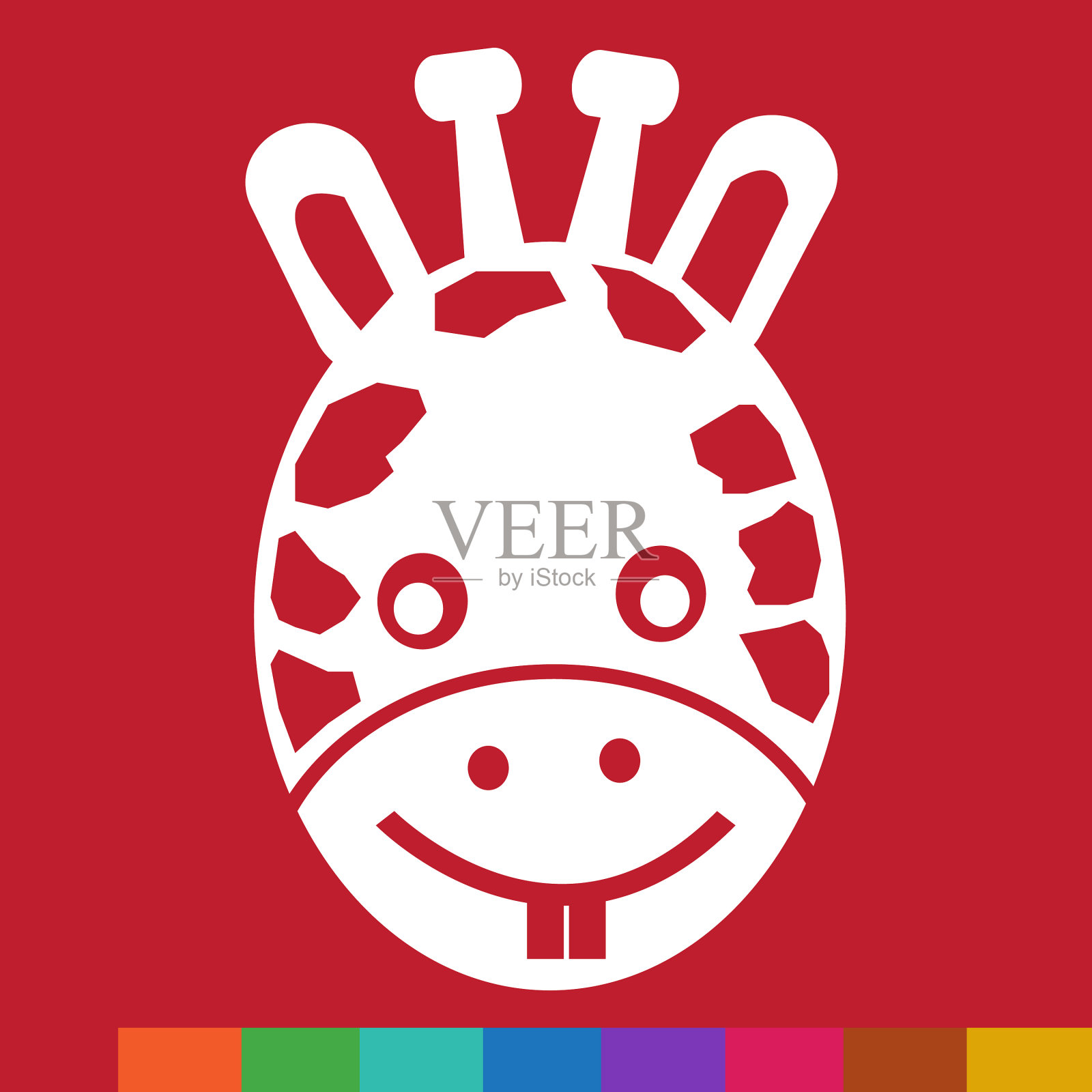 长颈鹿脸表情符号标志设计插画图片素材