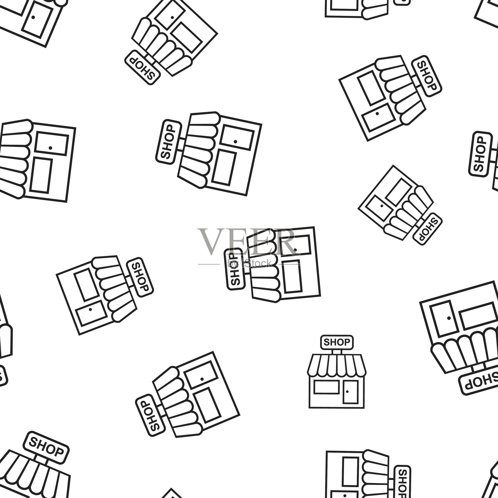 商场商场建筑无缝图案背景插画图片素材