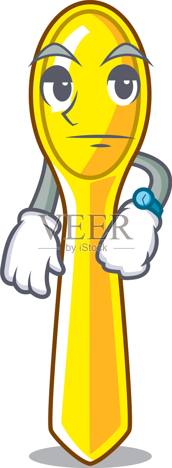 等待塑料厨房勺隔离吉祥物设计元素图片