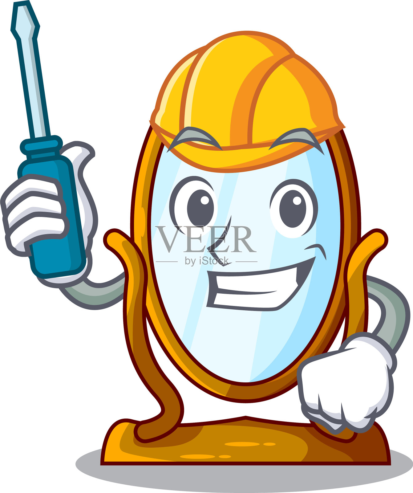 汽车上的大梳妆镜被隔离在吉祥物上设计元素图片