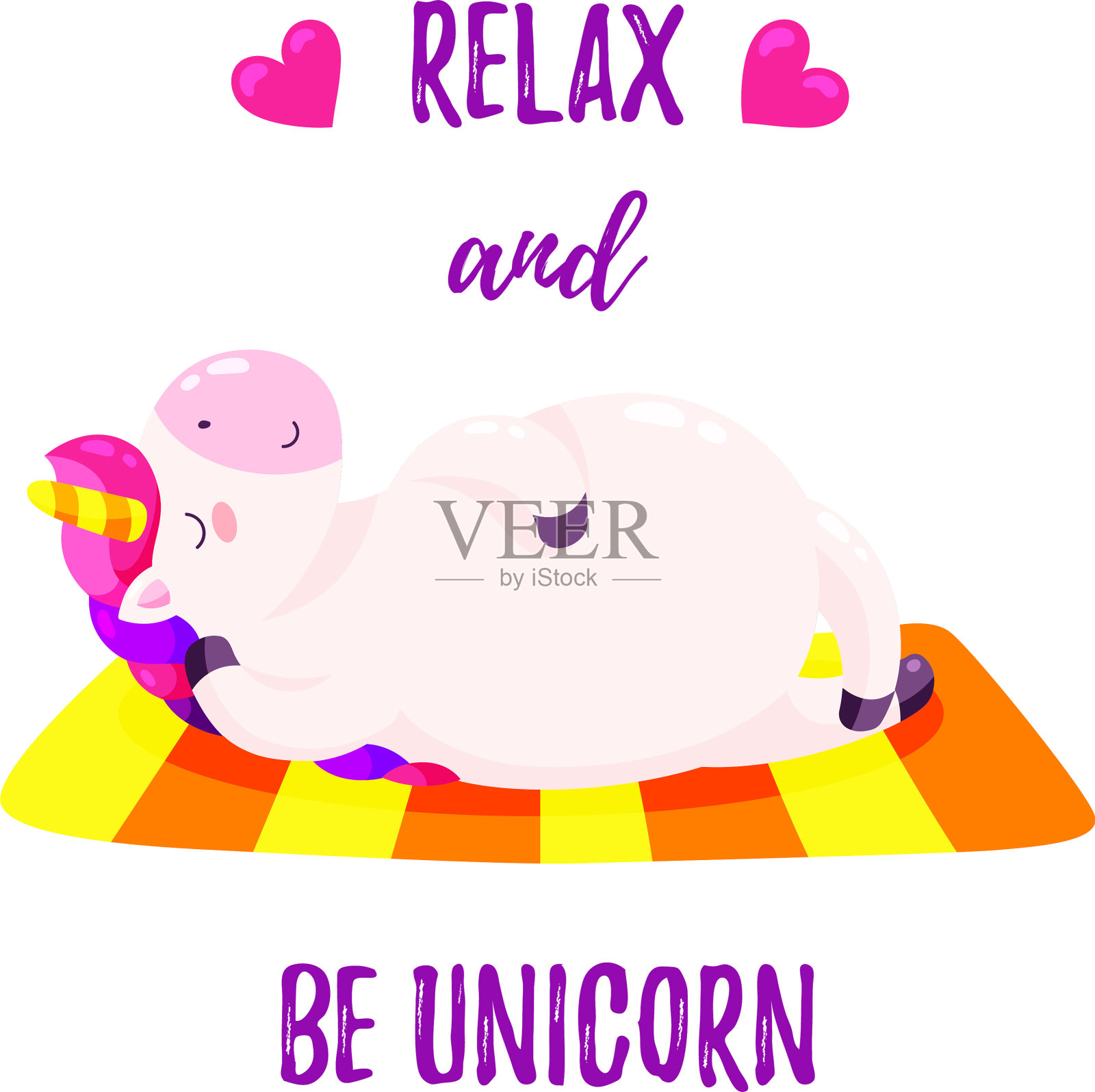 可爱的独角兽模板插画图片素材