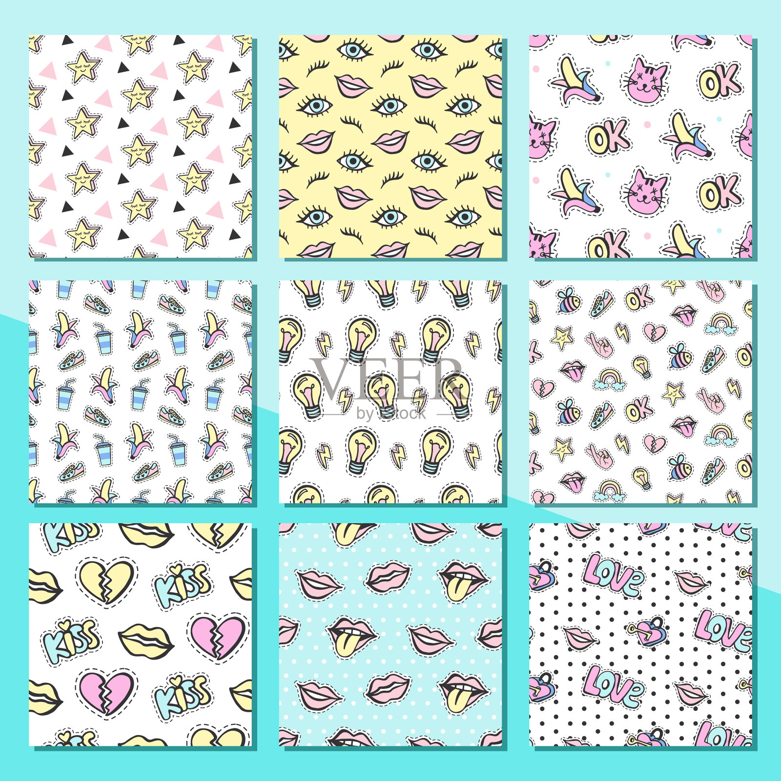 时尚补丁无缝模式设置图标素材