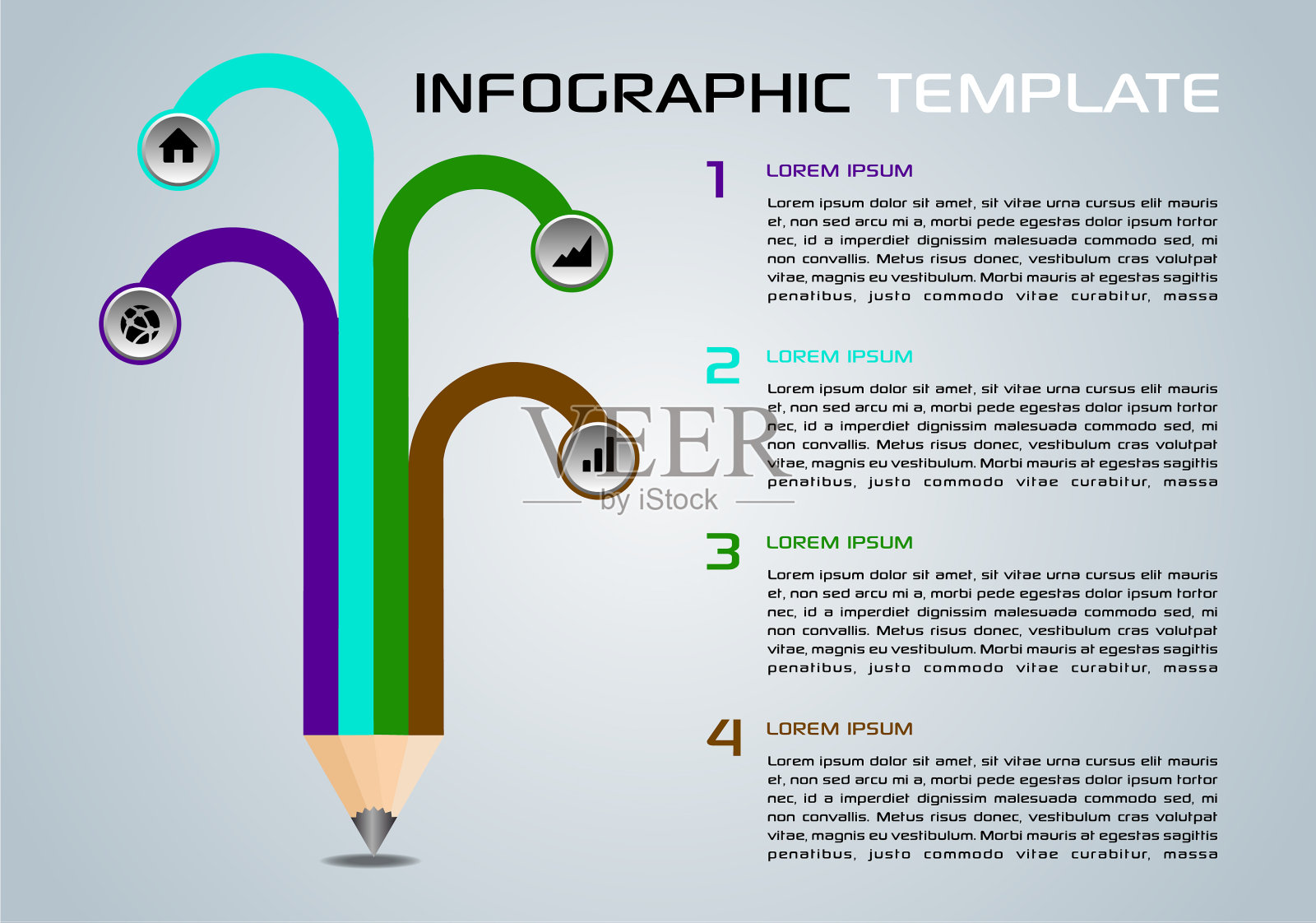 现代信息图表与彩色铅笔插画图片素材