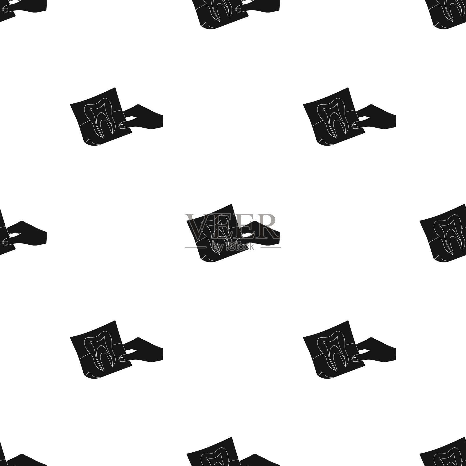 牙科医生手上的牙齿的x光片插画图片素材