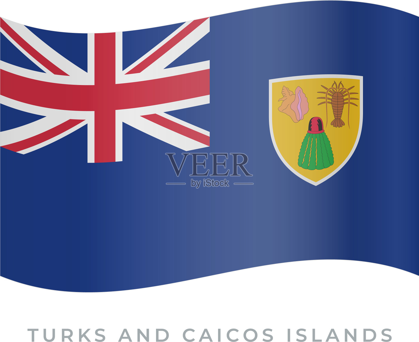 特克斯和凯科斯群岛挥舞旗帜插画图片素材