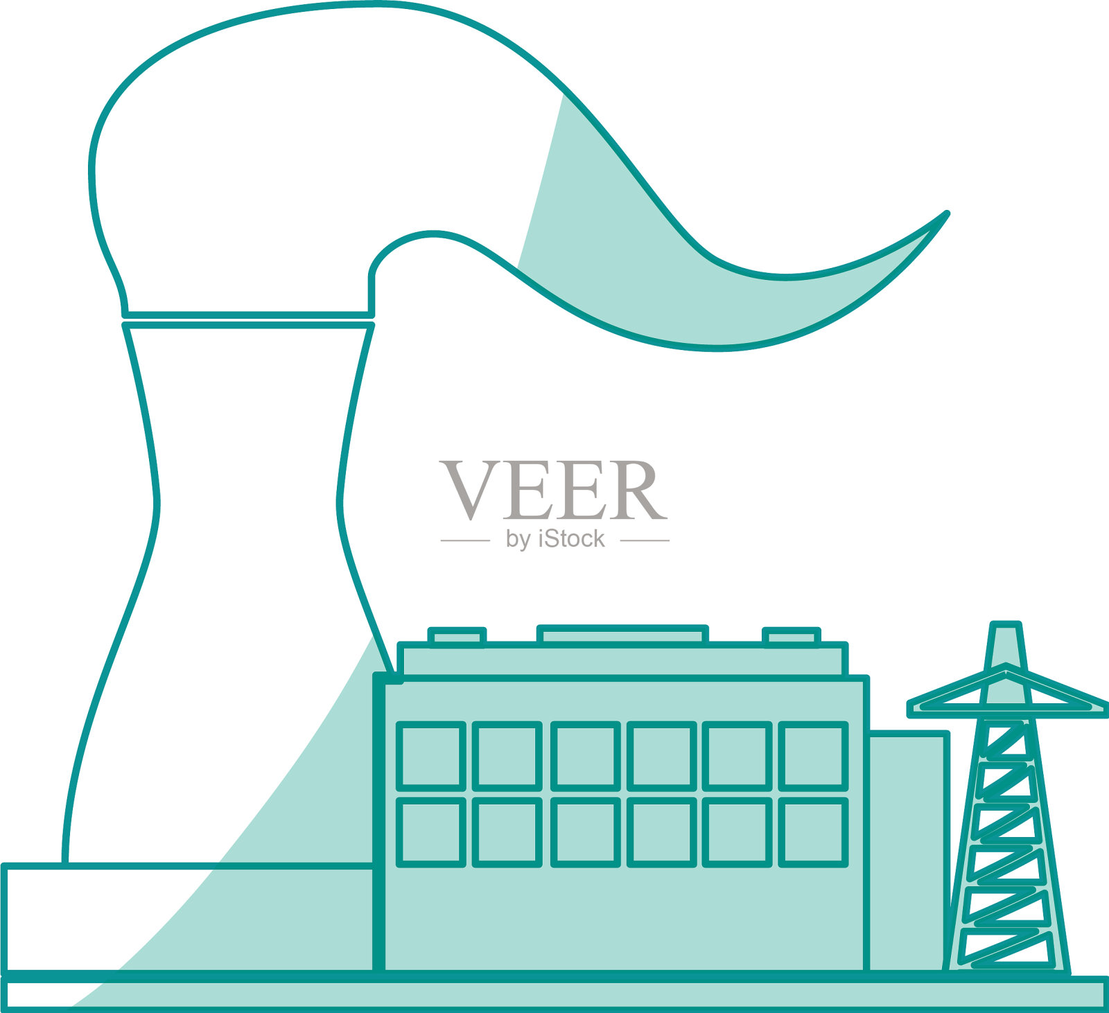 炼油厂植物剪影插画图片素材