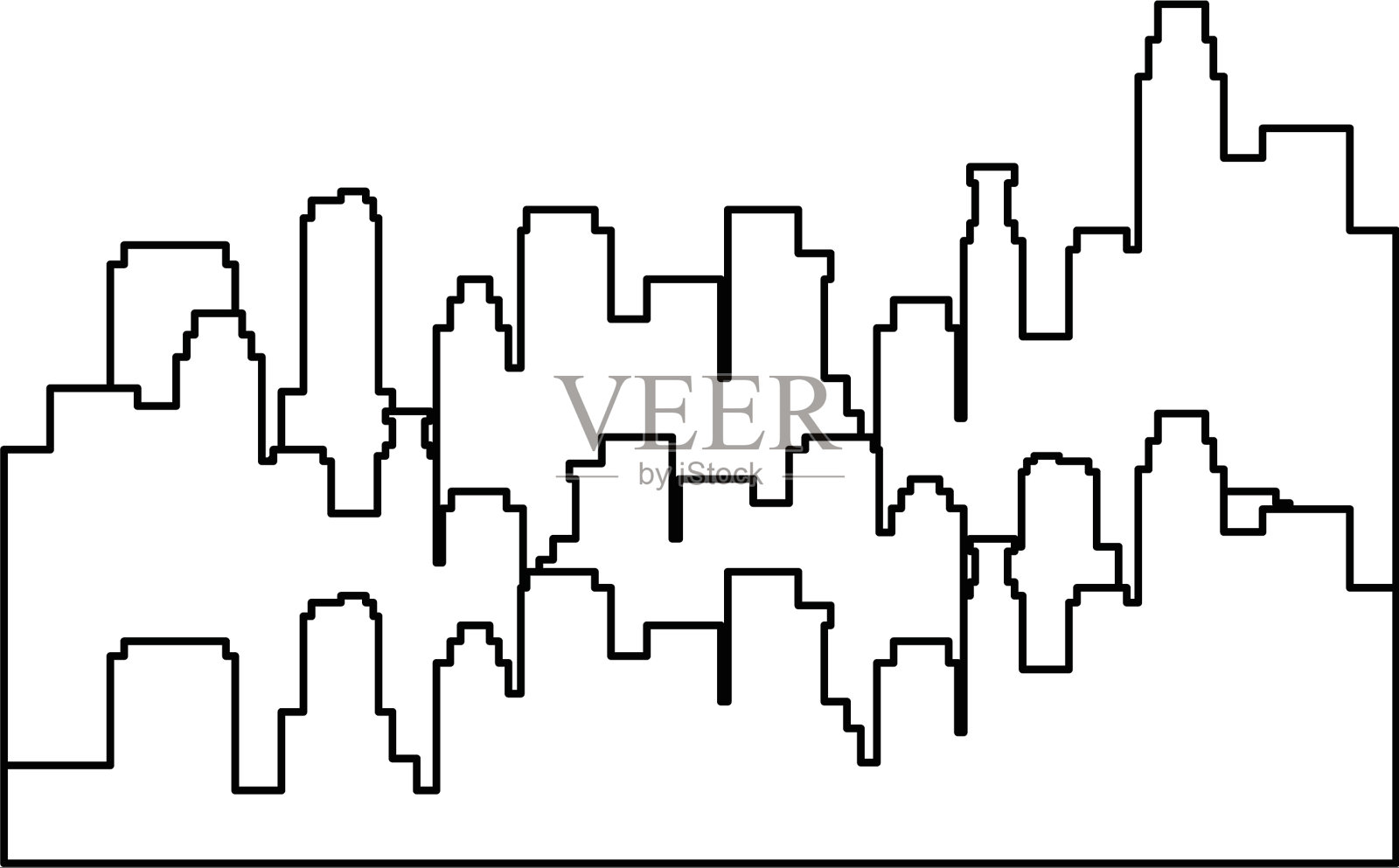 城市视图轮廓插画图片素材