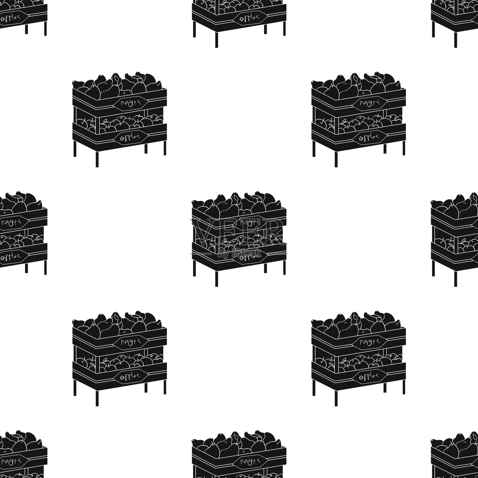 生的食物躺在架子上，图标是黑色的风格插画图片素材