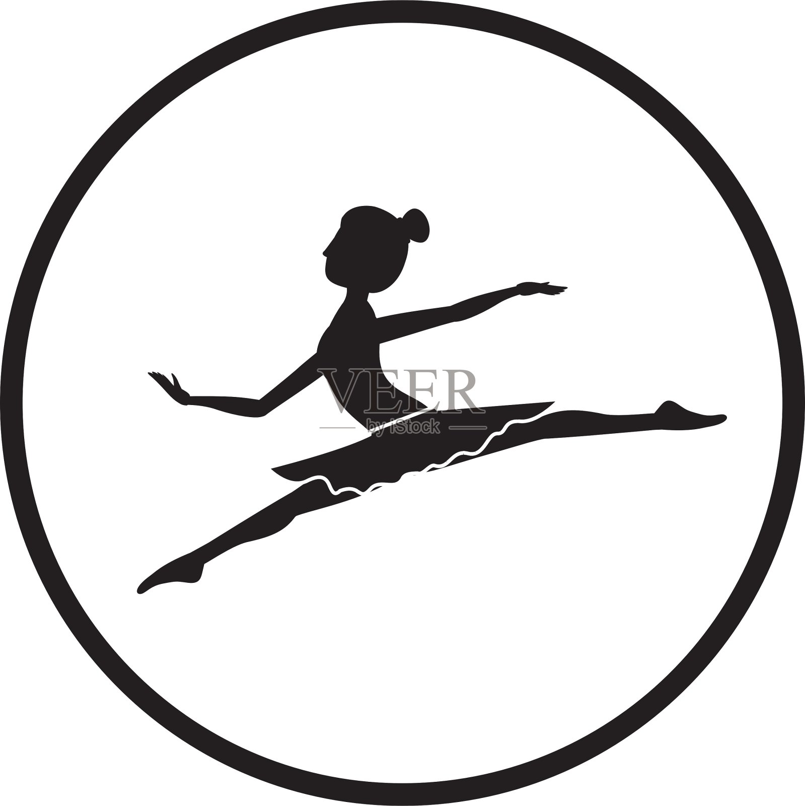 孤立的女孩练习芭蕾舞设计插画图片素材