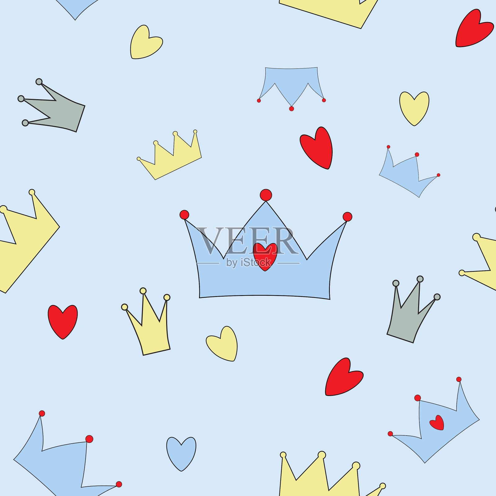 王子无缝图案背景插画图片素材