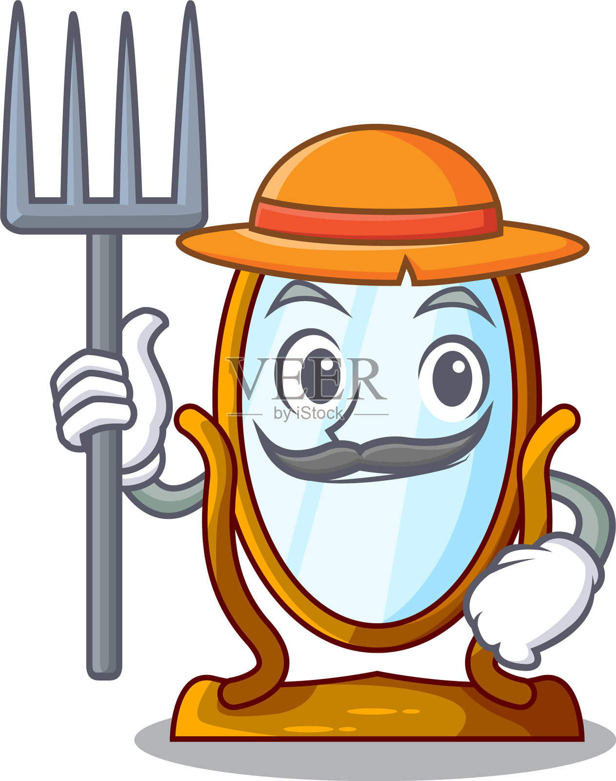 农民人物大镜子在漂亮的框架设计元素图片