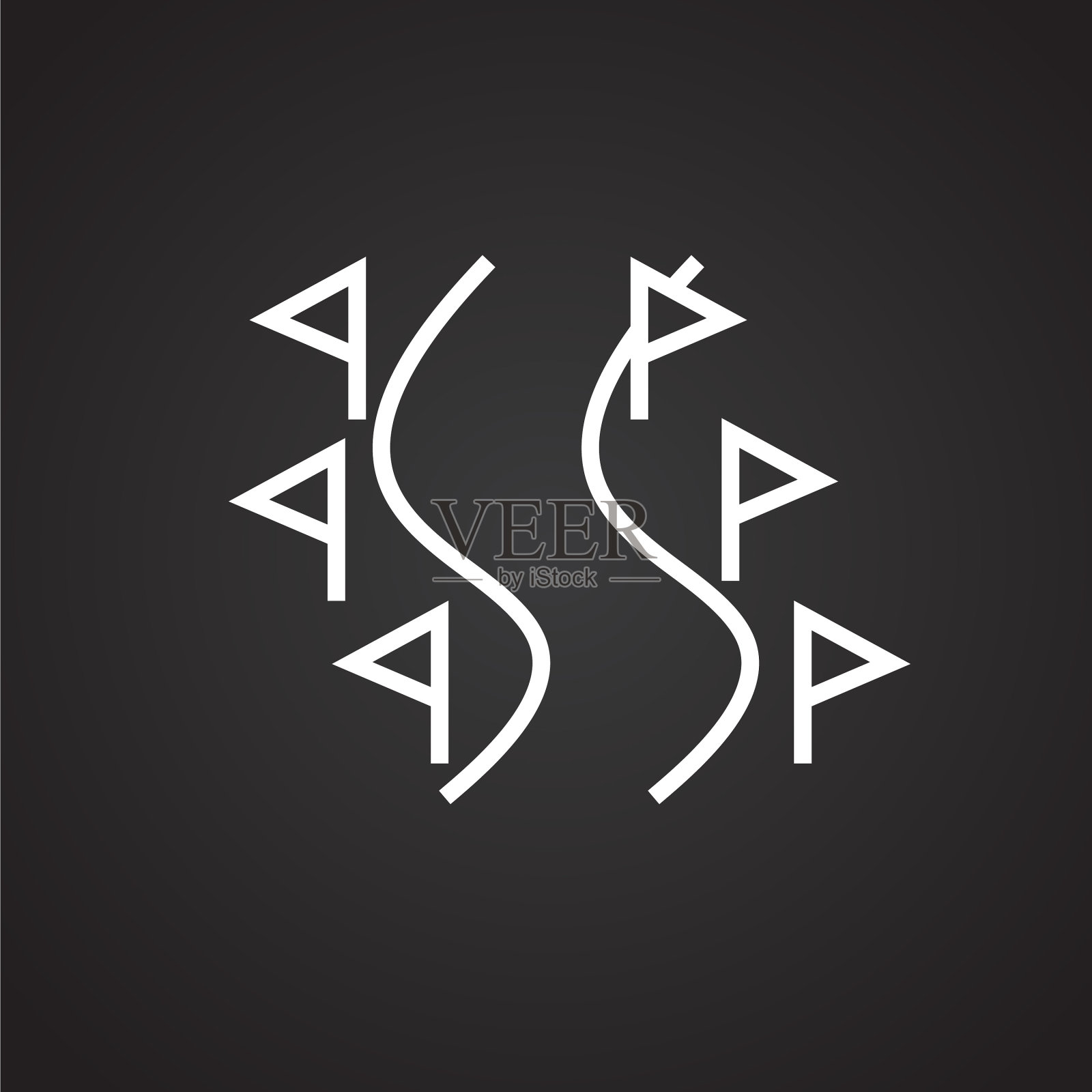 黑色背景上的滑雪道细线设计元素图片