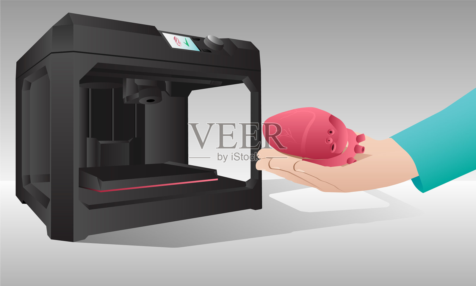 心脏是用3d打印机打印出来的插画图片素材