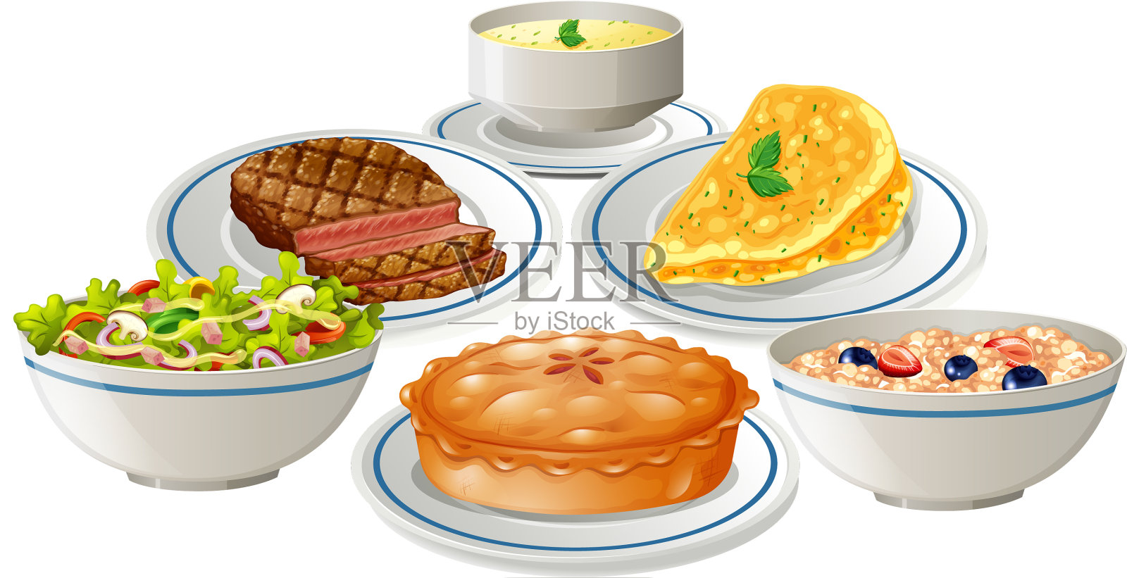 盘子里的一套食物设计元素图片