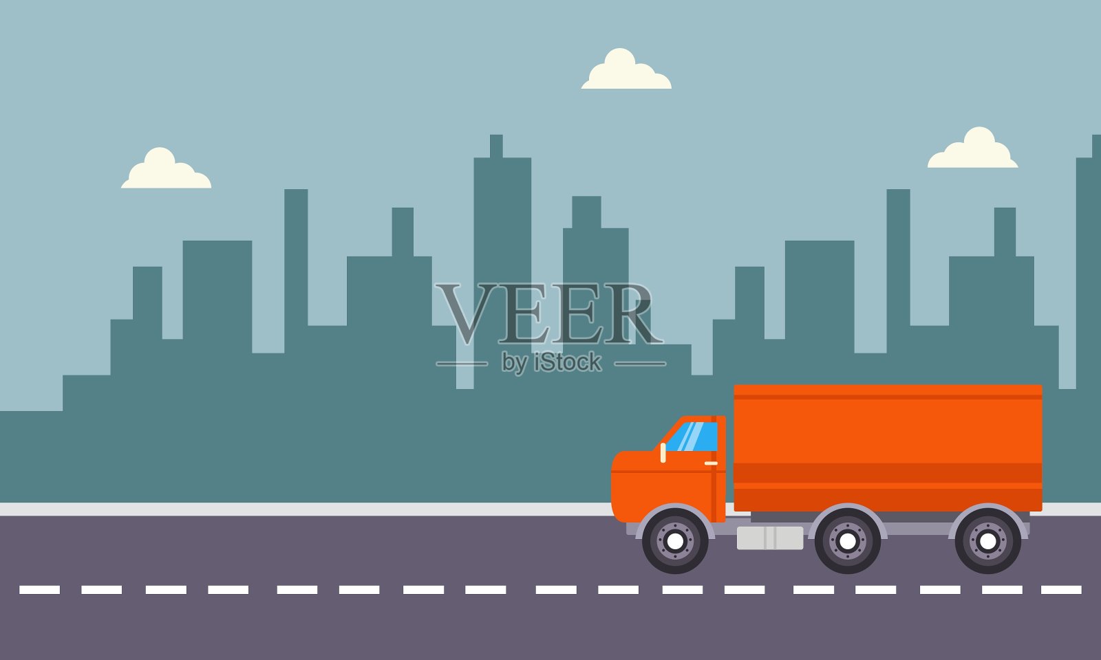 红色货车的艺术插画图片素材