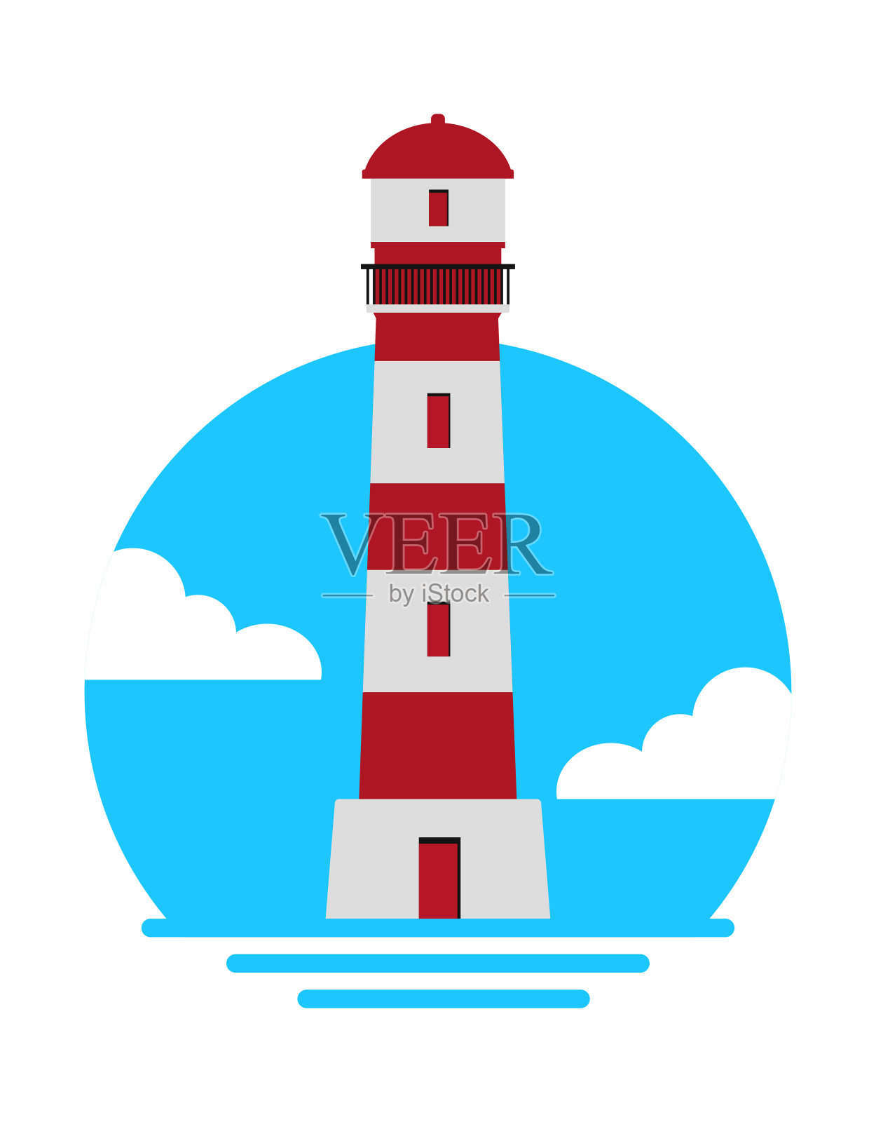 灯塔孤立在白色背景，矢量插图设计元素图片