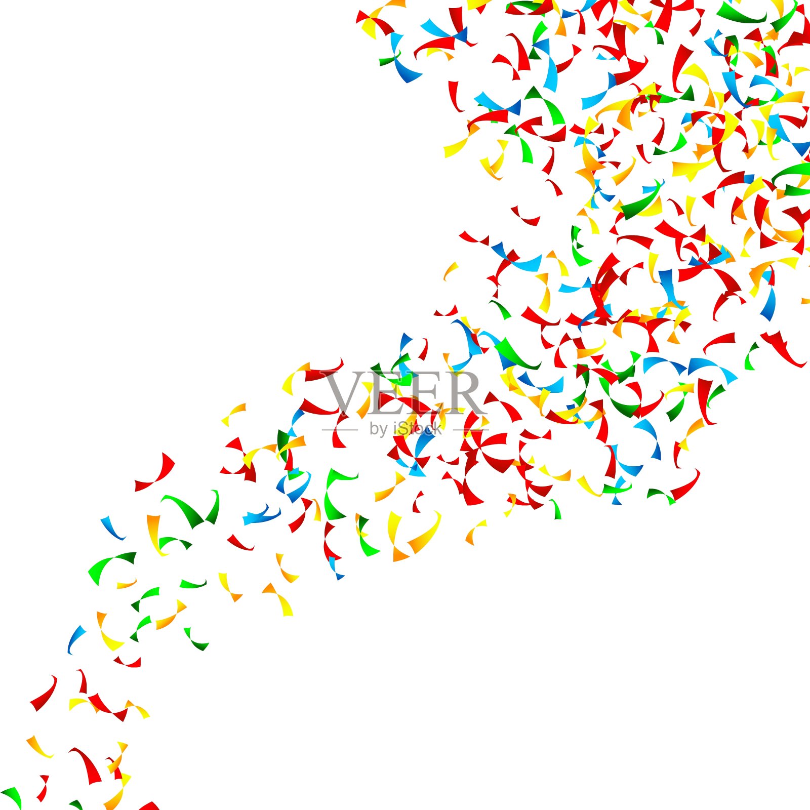 散落的五彩纸屑，明亮的爆炸隔离插画图片素材