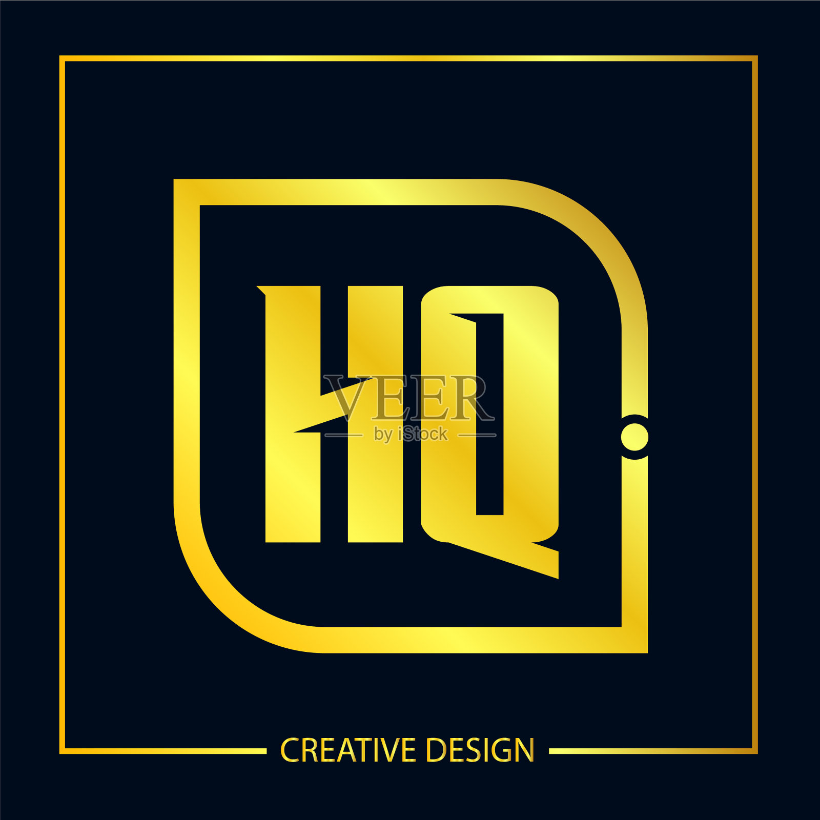 首字母hq标志模板设计插画图片素材