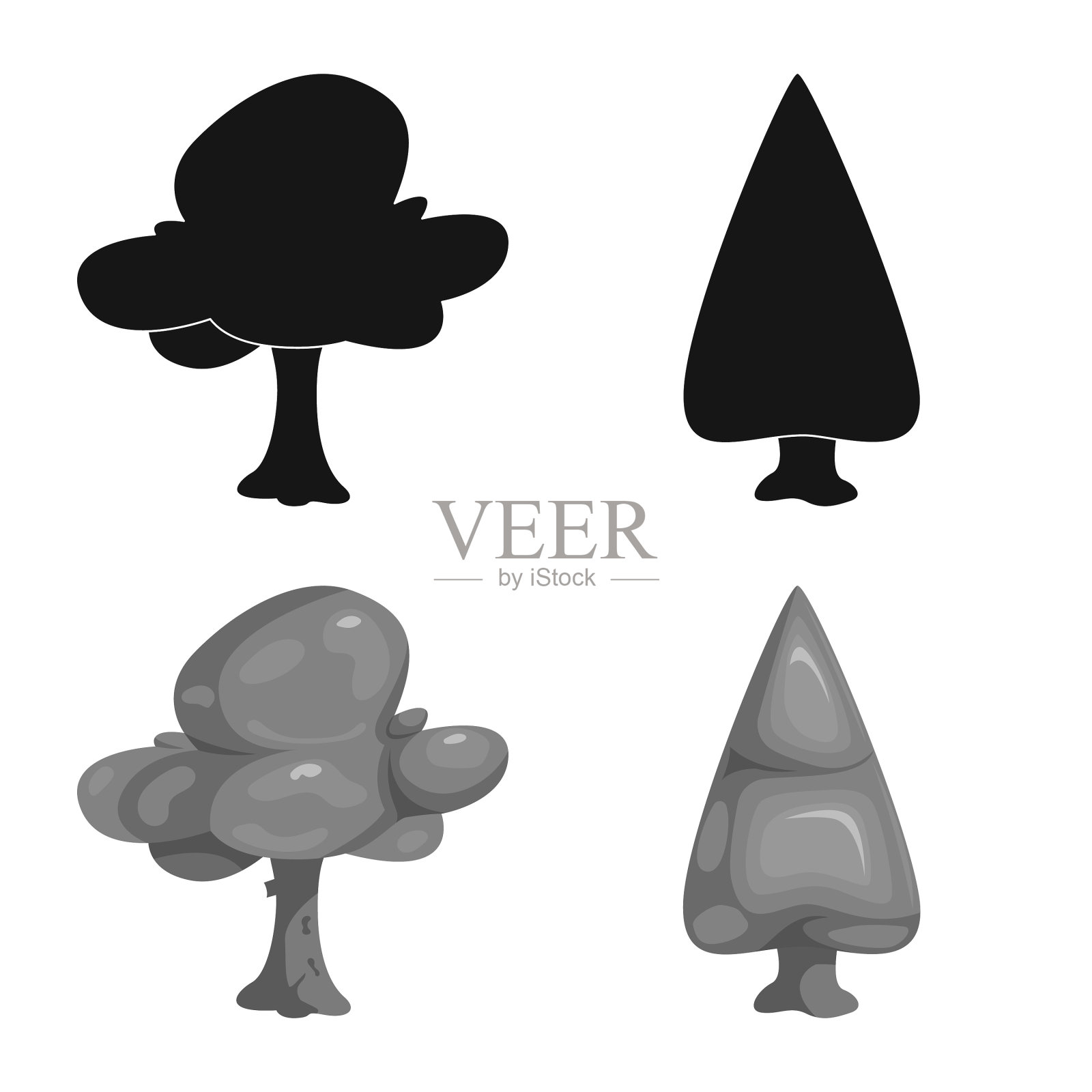 孤立对象的树和自然符号插画图片素材