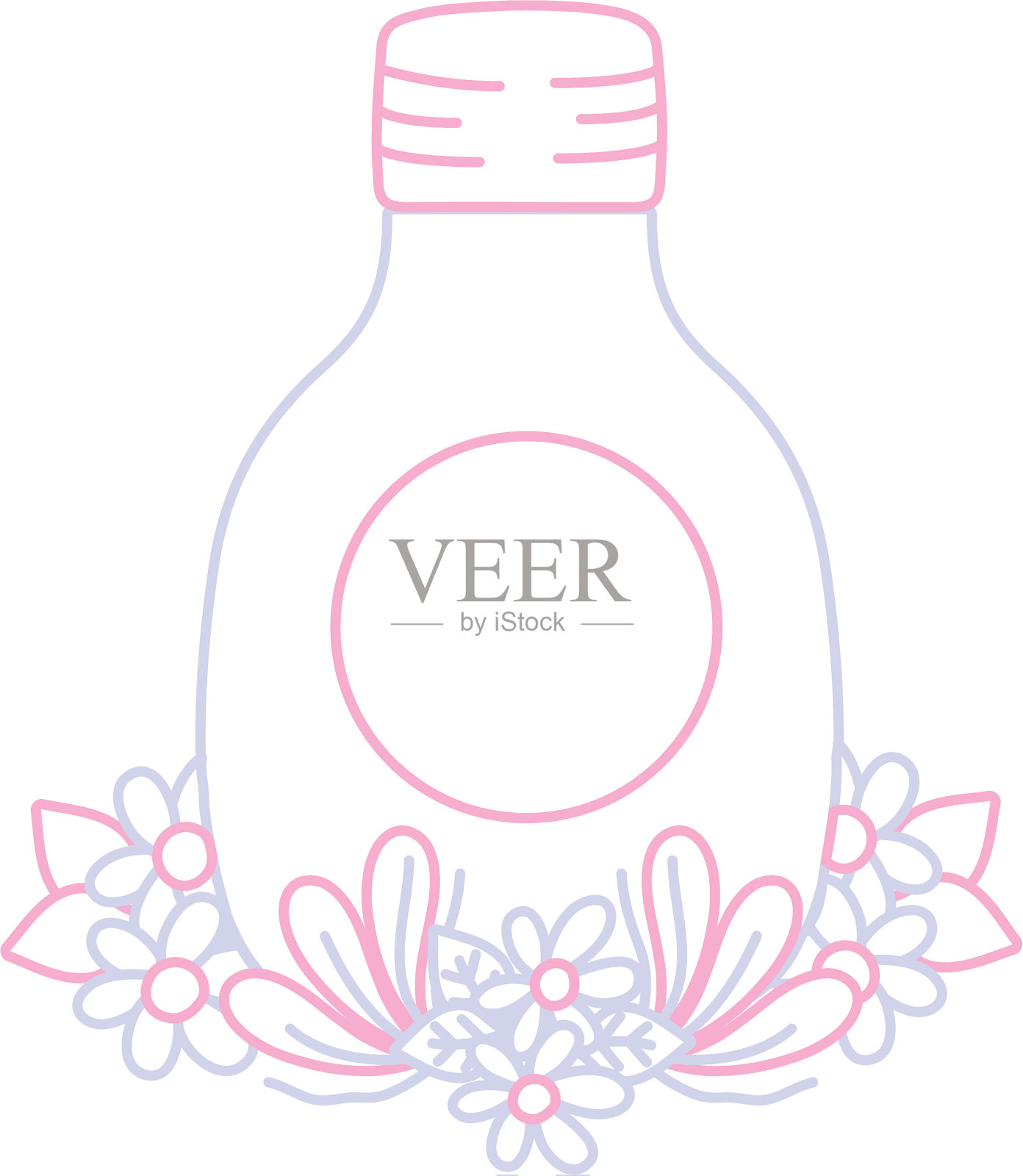 彩色线泥瓦匠玻璃与花和叶片设计元素图片