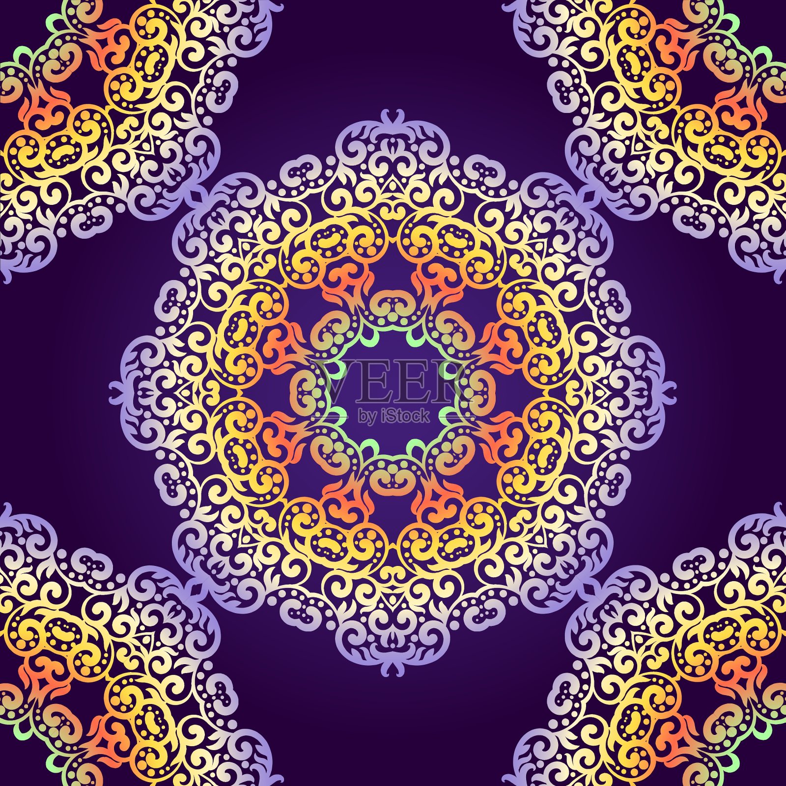 精致的漩涡曼陀罗无缝图案插画图片素材