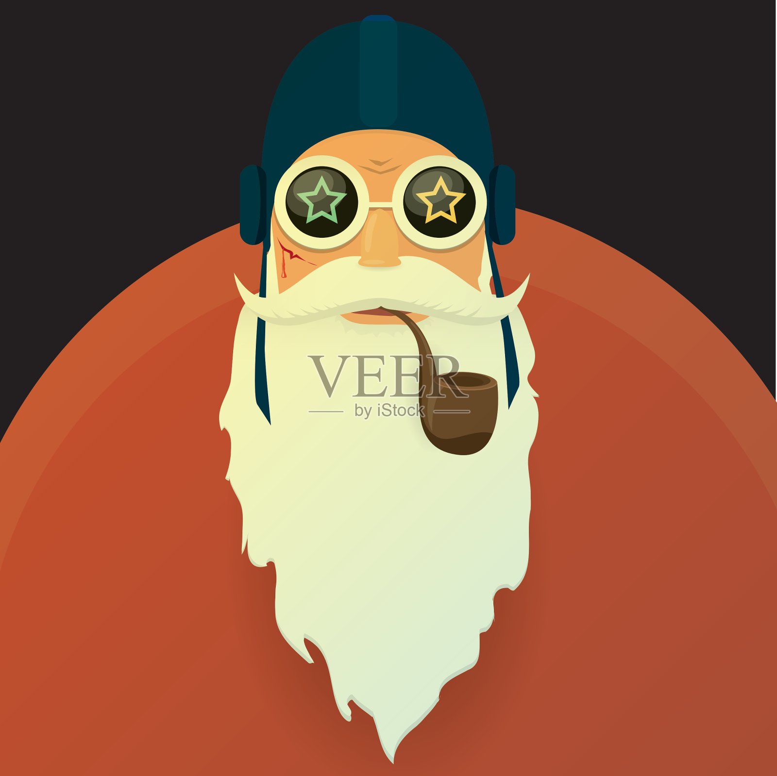 骑摩托车的圣诞老人抽烟斗插画图片素材