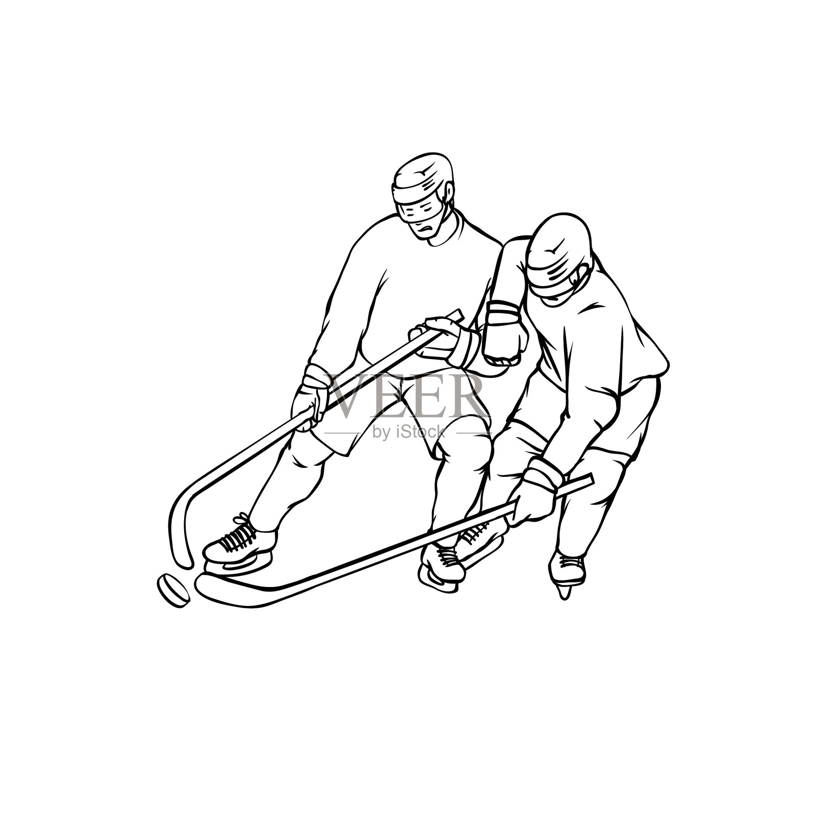 曲棍球运动员在运动制服复古设计元素图片