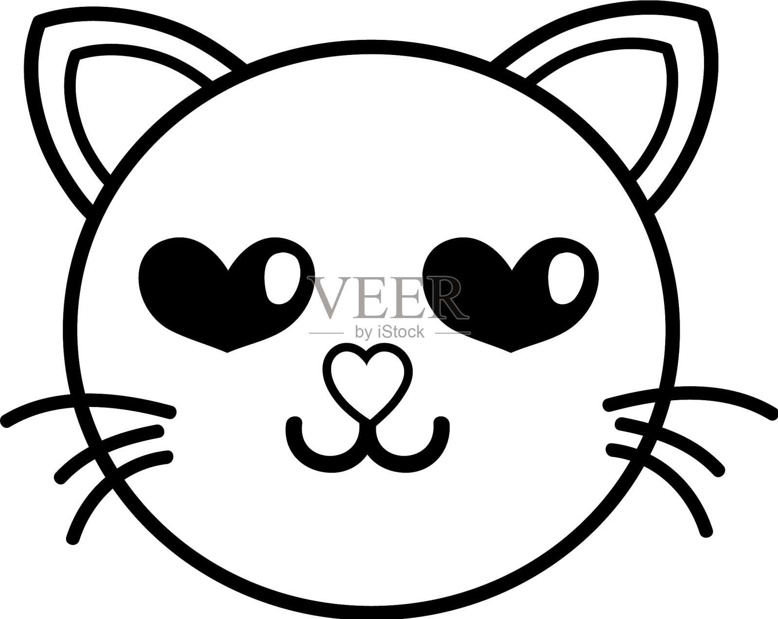 线倾心猫头可爱的动物设计元素图片