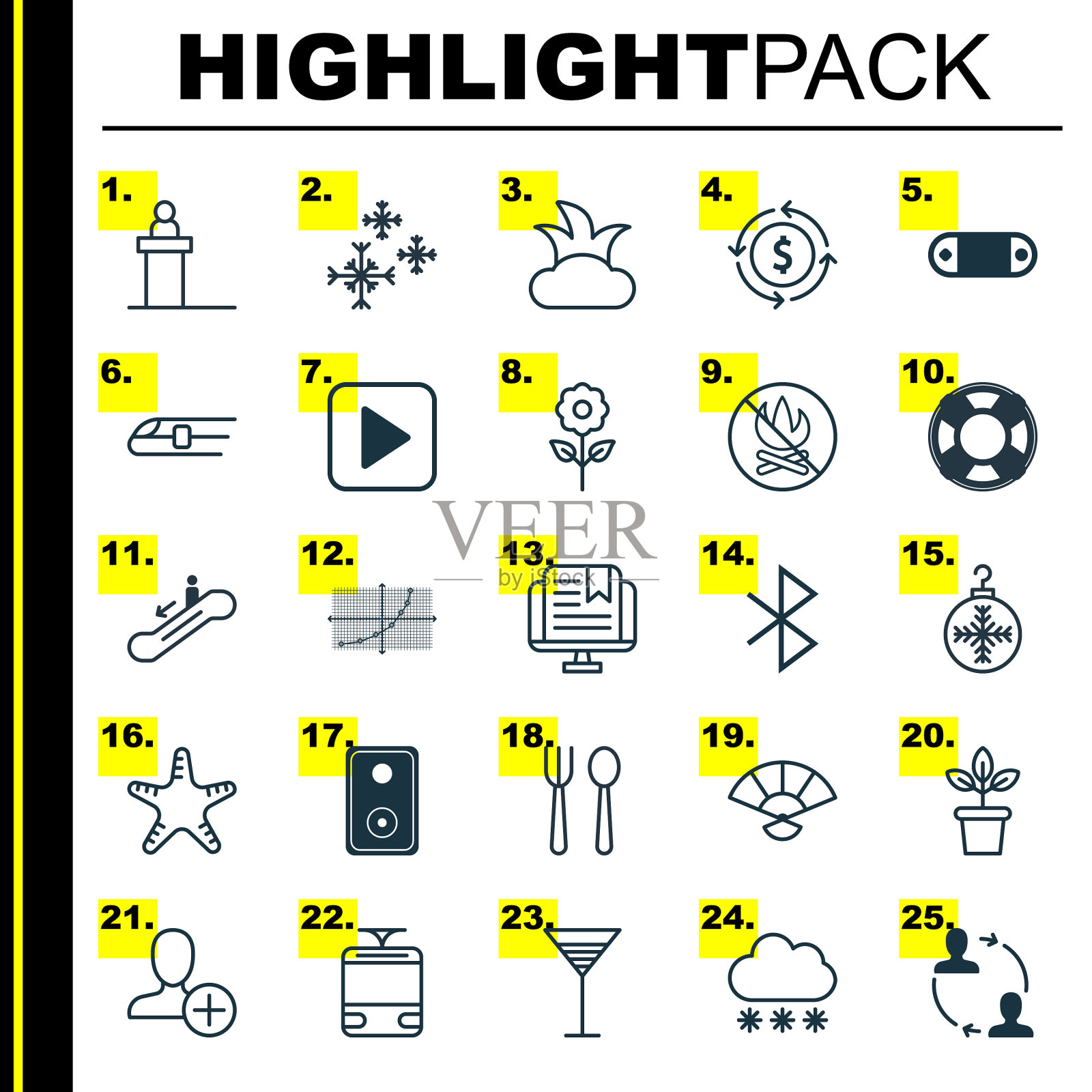 一组25个通用的可编辑图标可以使用图标素材