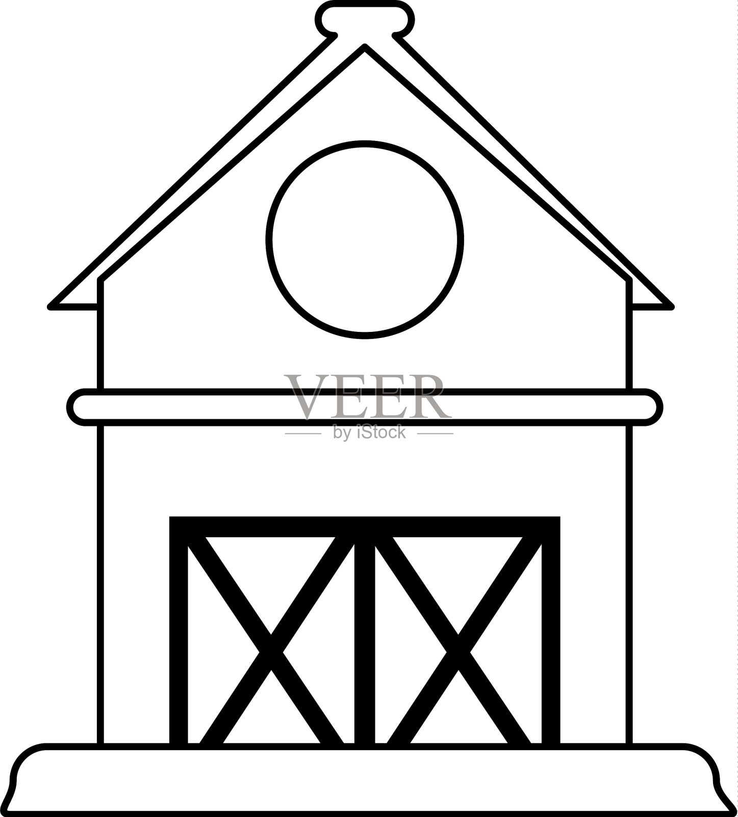 乡村谷仓图标形象插画图片素材