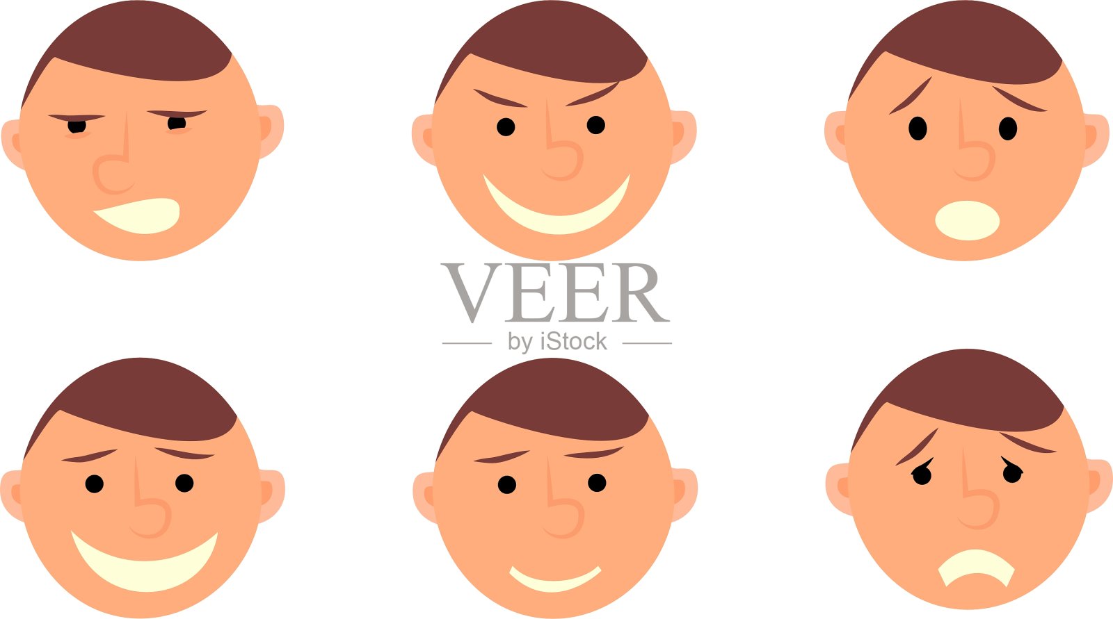 人类的情感男人的脸在白色的背景上图标素材