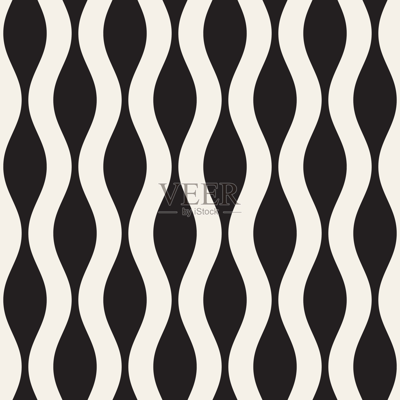 波浪条纹无缝图案复古波浪插画图片素材