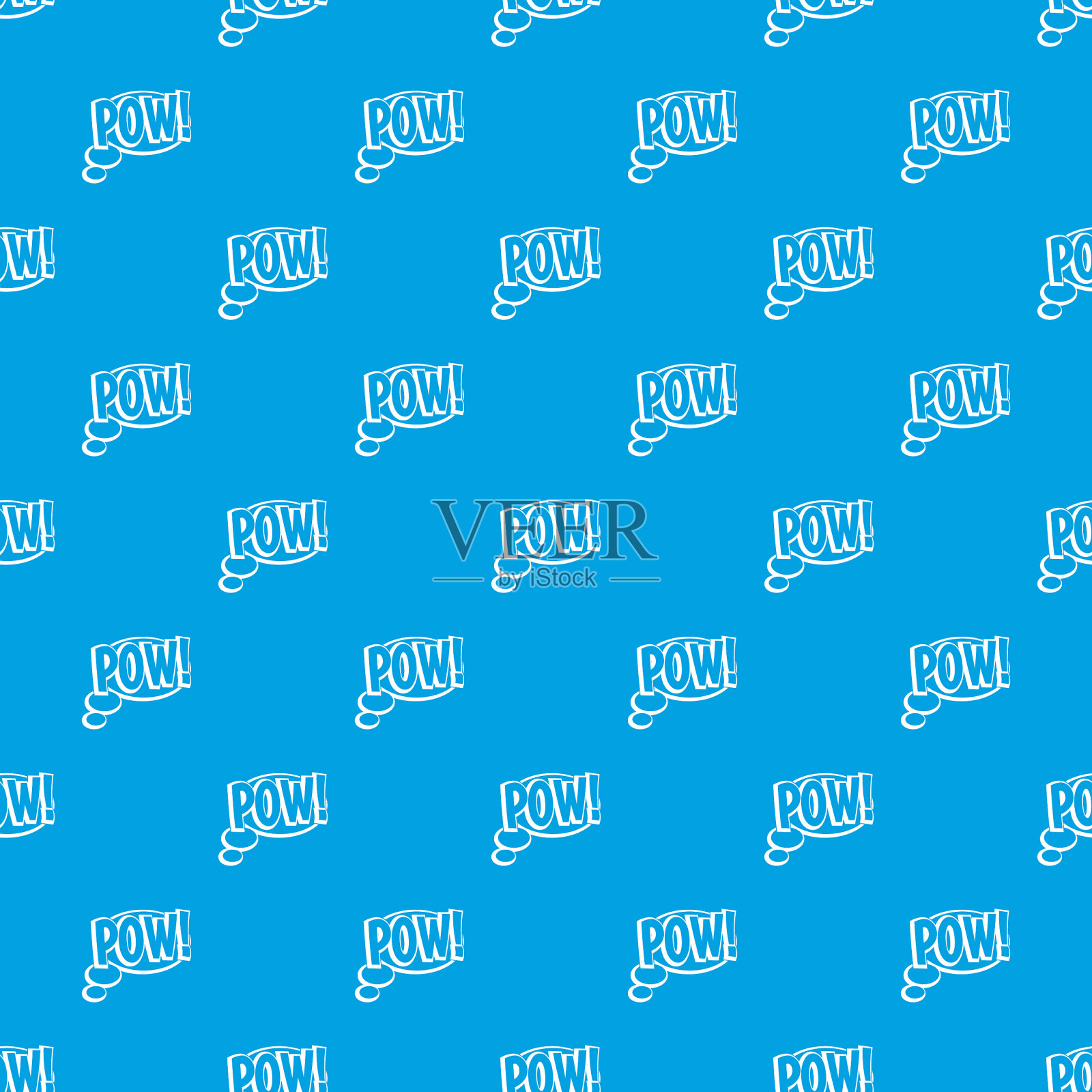 Pow语音气泡图案无缝蓝色插画图片素材