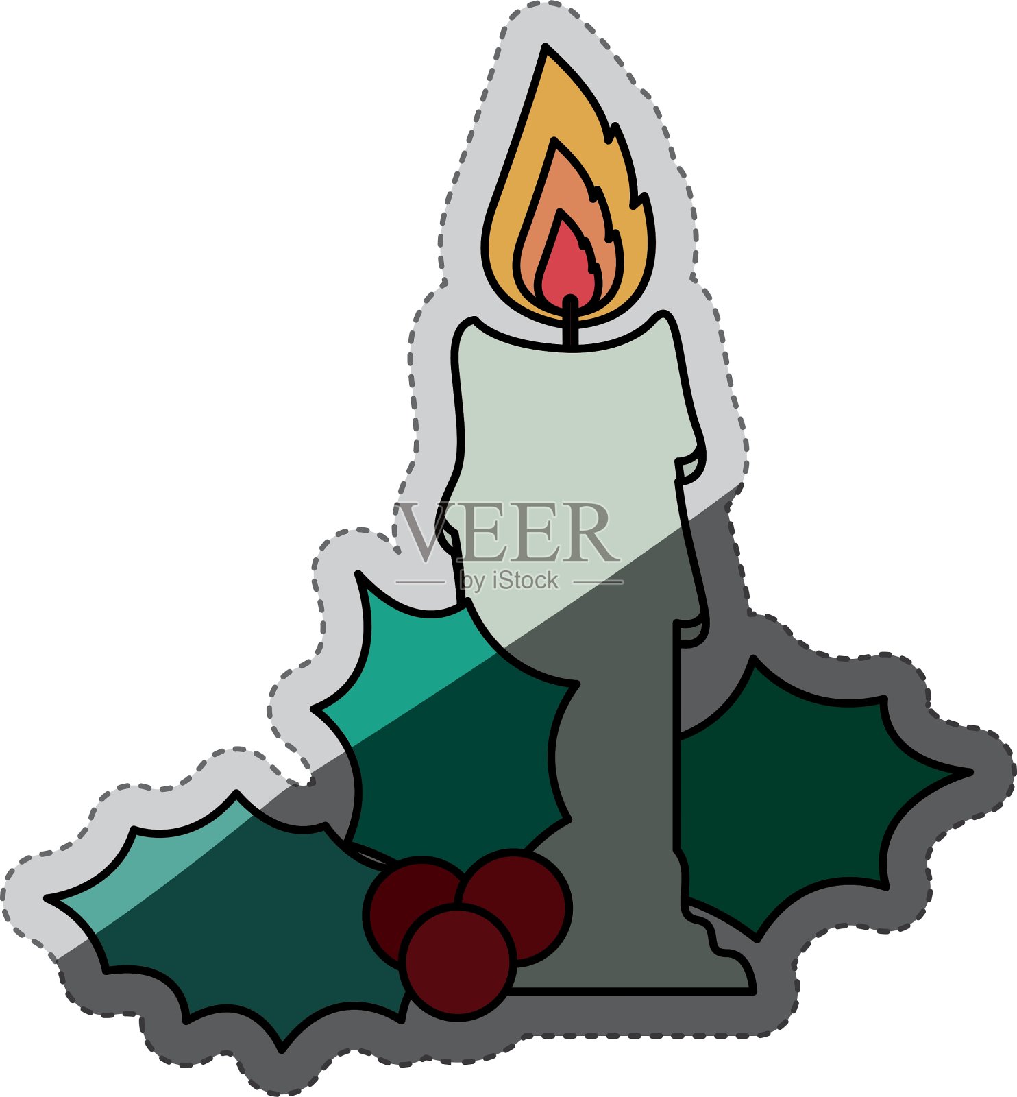 圣诞季节的蜡烛设计插画图片素材