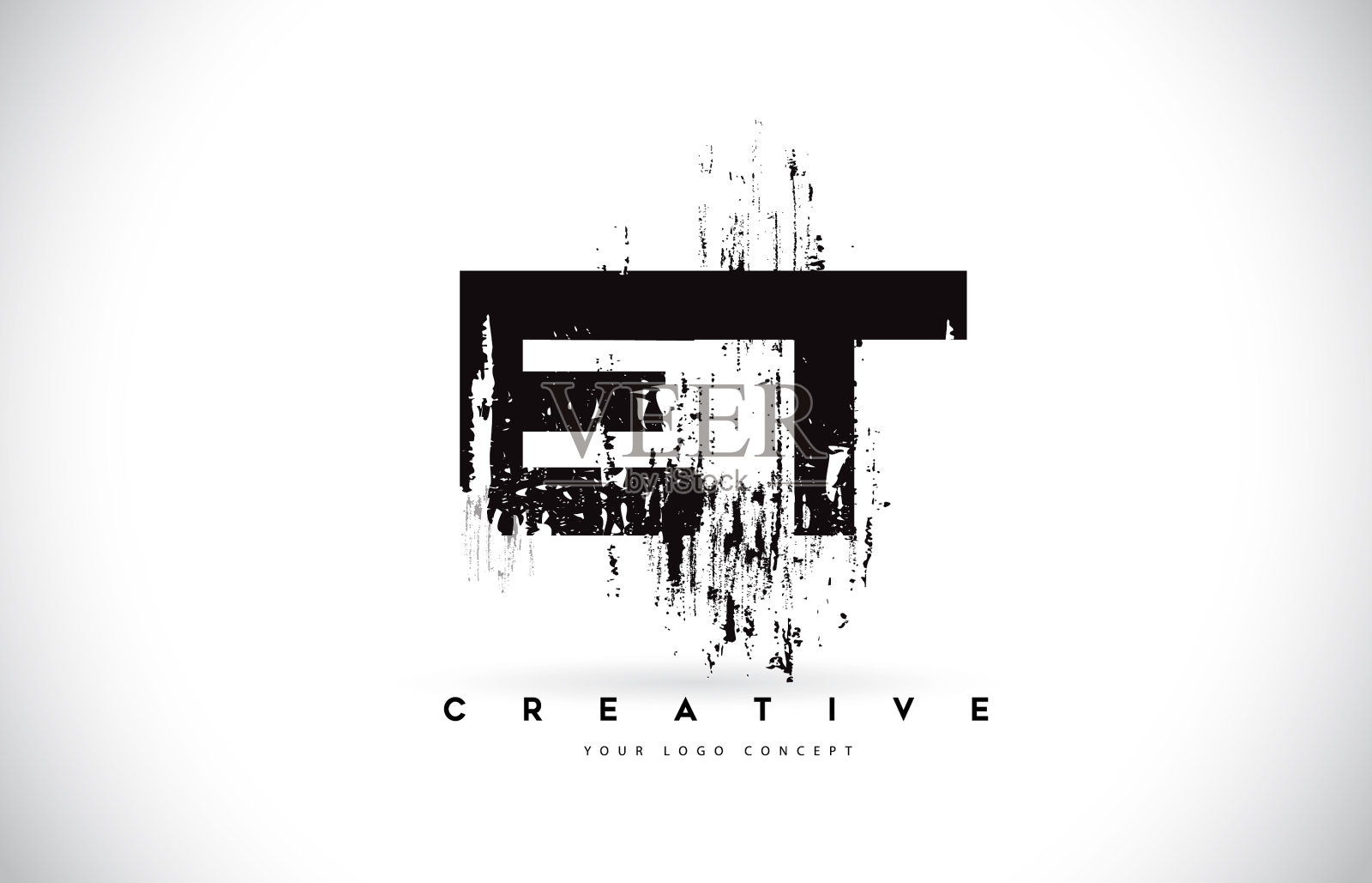 Et Et grunge刷黑色的字母标志设计插画图片素材