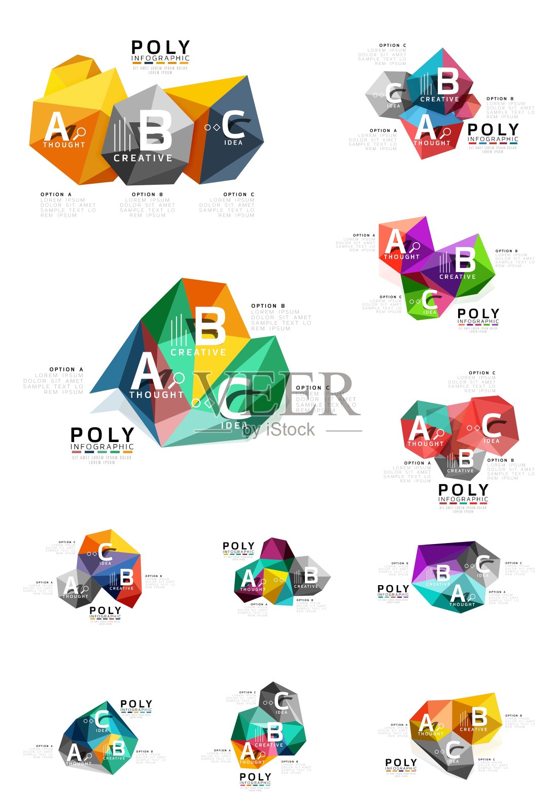 抽象三角形低聚信息图模板插画图片素材