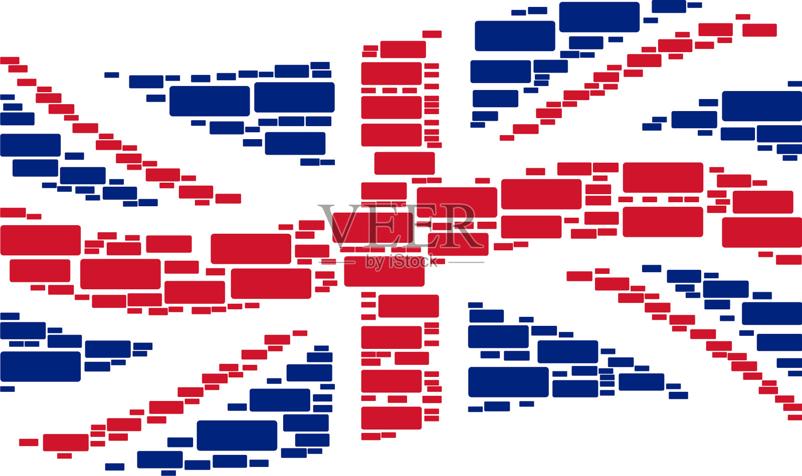 挥舞英国国旗马赛克建筑项目的砖插画图片素材