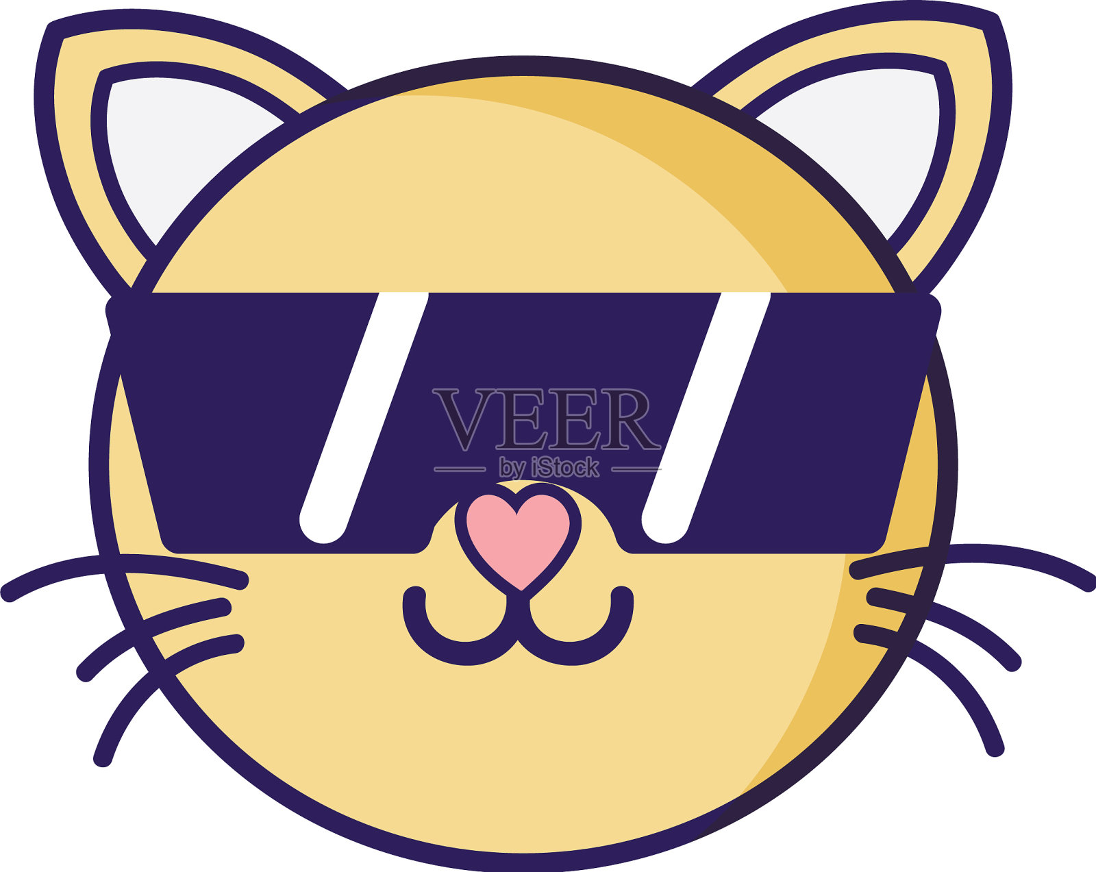 快乐的猫头可爱的动物戴着太阳镜设计元素图片